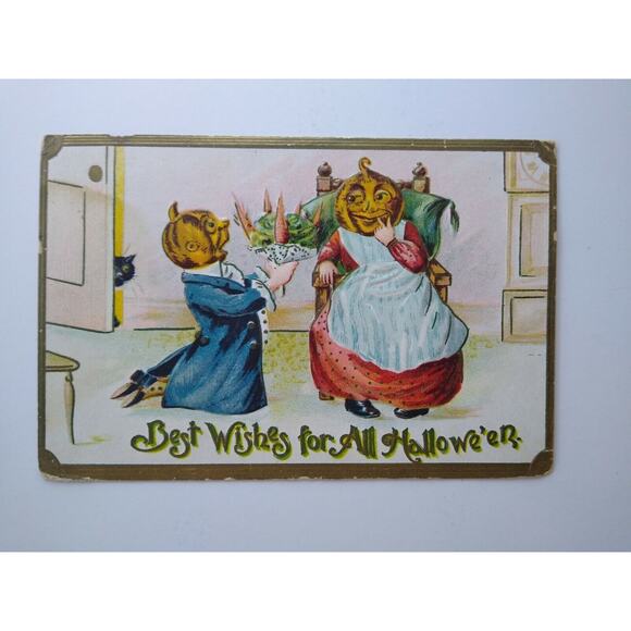 Halloween Postcard Gottschalk Human Faces Fantasy Goblins Fort Wayne IND 1911 - Picture 5 of 5